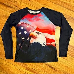 NWOT size M athletic/swimwear top featuring eagle on both sides. Gender neutral.